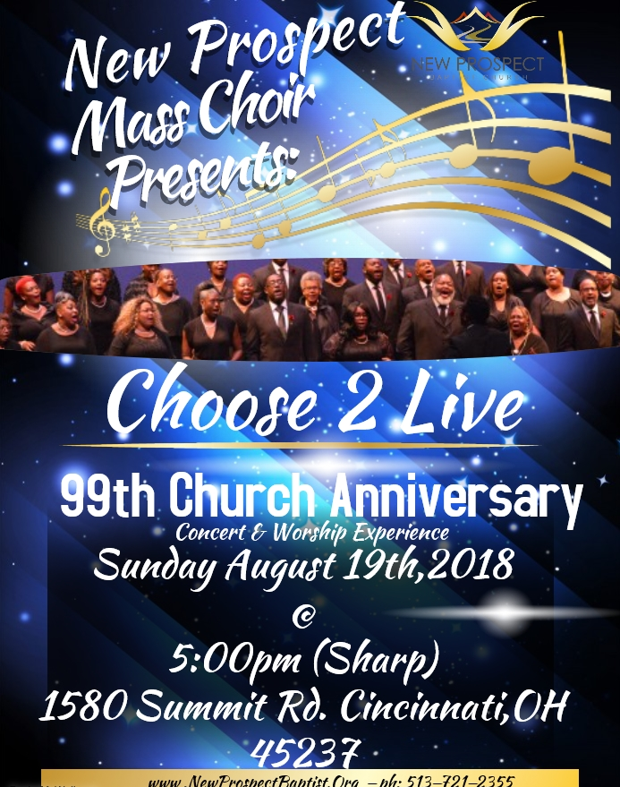 Choose to Live 99th Church Anniversary Concert & Worship Experience August 19 2018 5 pm