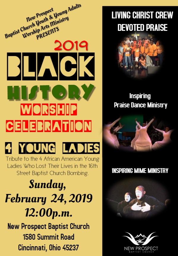 New Prospect 2019 Black History Worship Celebration Sunday February 24th at 12 pm