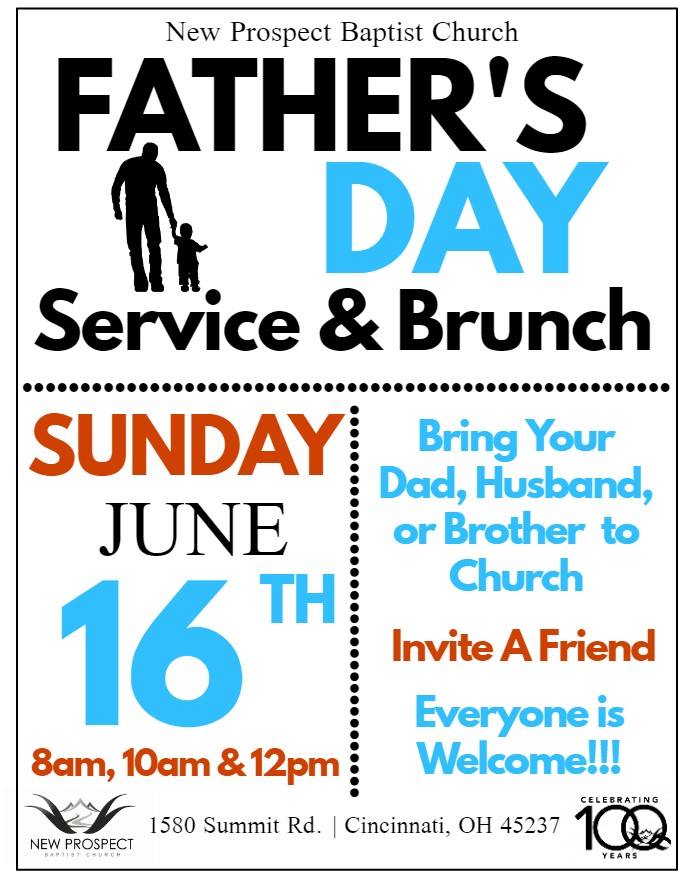 New Prospect Father's Day Service & Brunch on Sunday June 16th