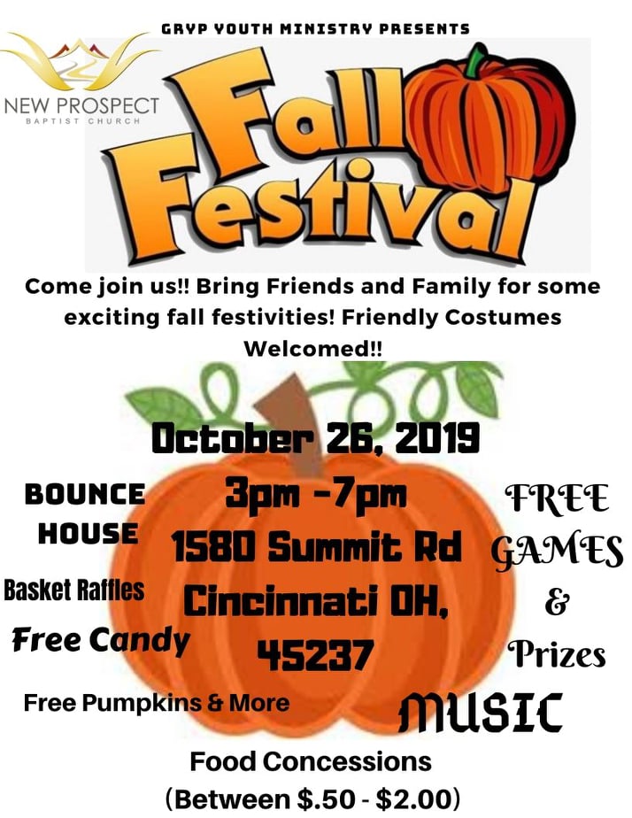 Fall Festival at New Prospect on Saturday October 26th