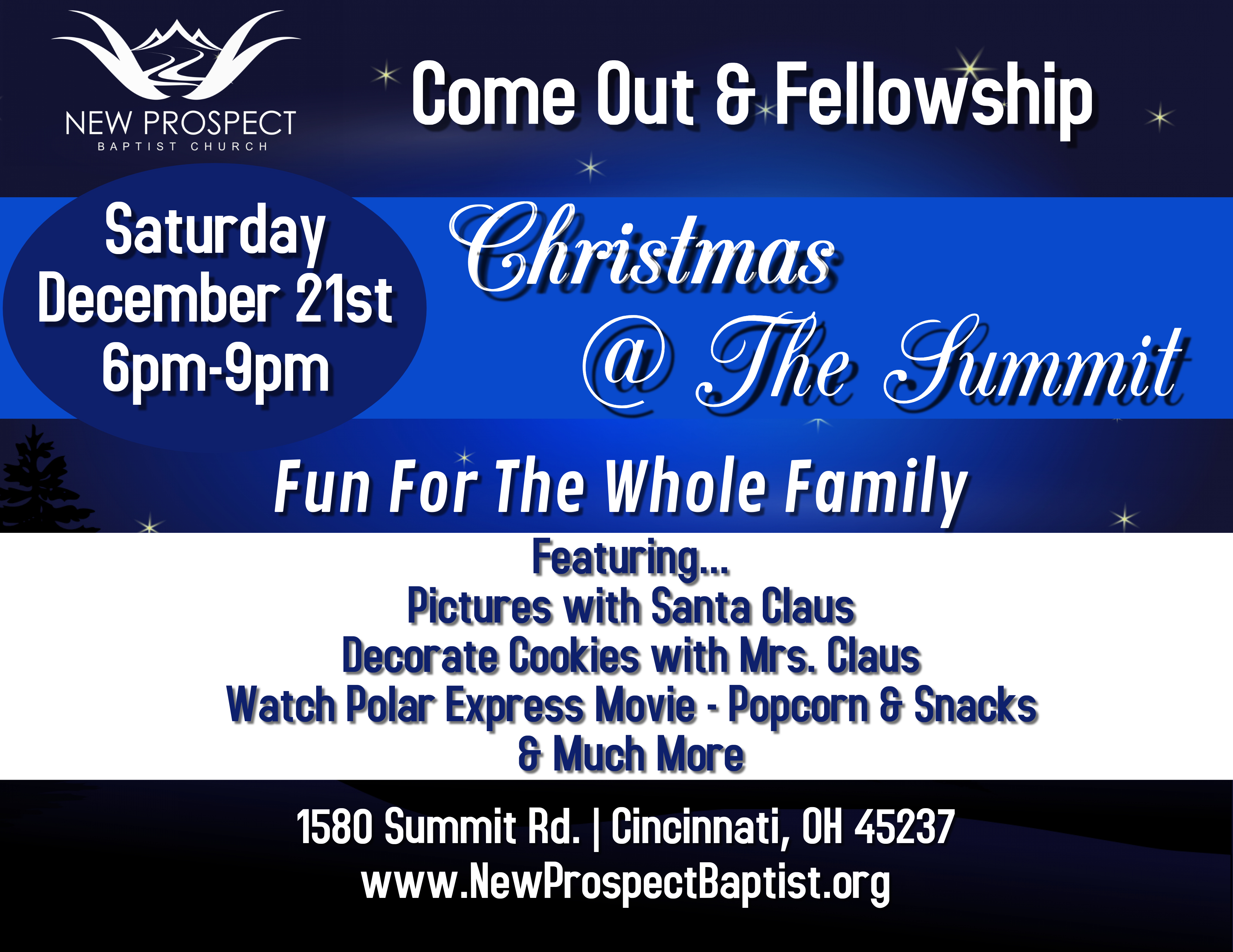 Christmas at the Summit of New Prospect at Saturday December 21st 6 pm to 9 pm