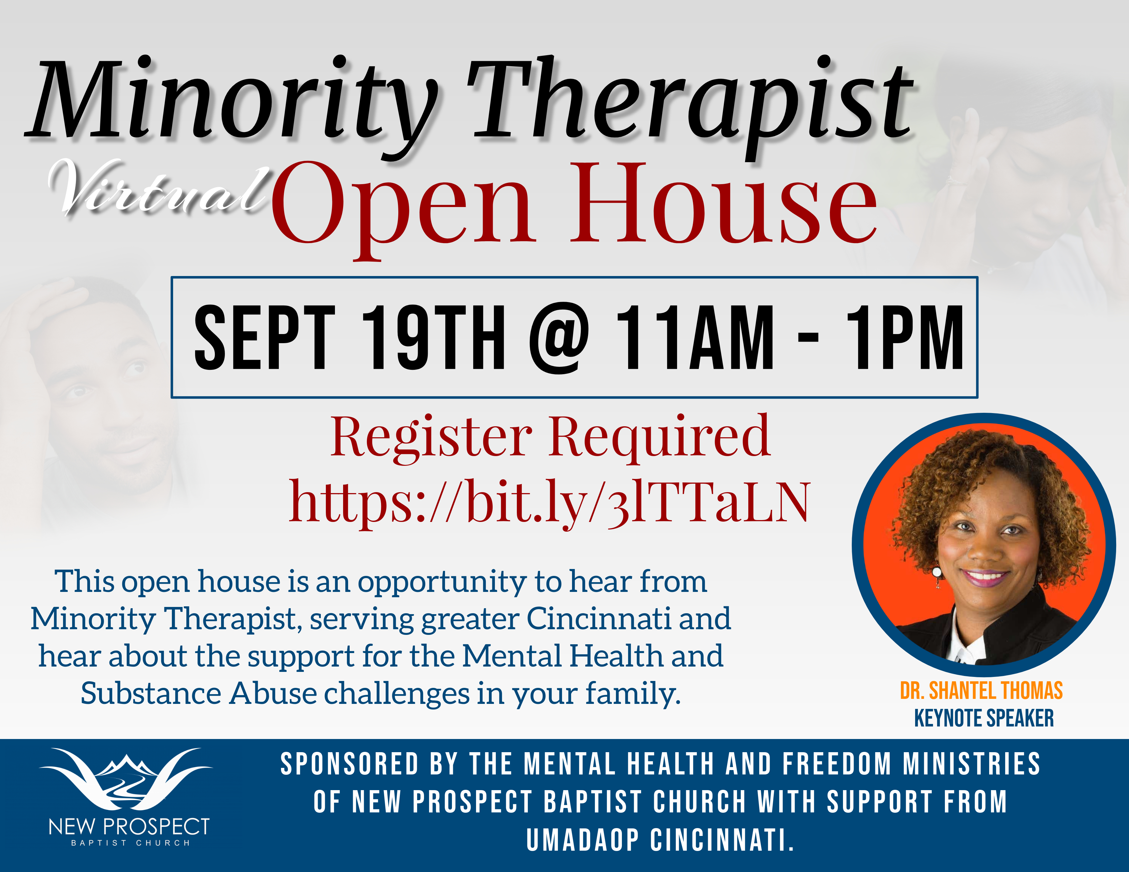 Minority Therapist Virtual Open House on Saturday, September 19, 2020 11 a.m. - 1 p.m.