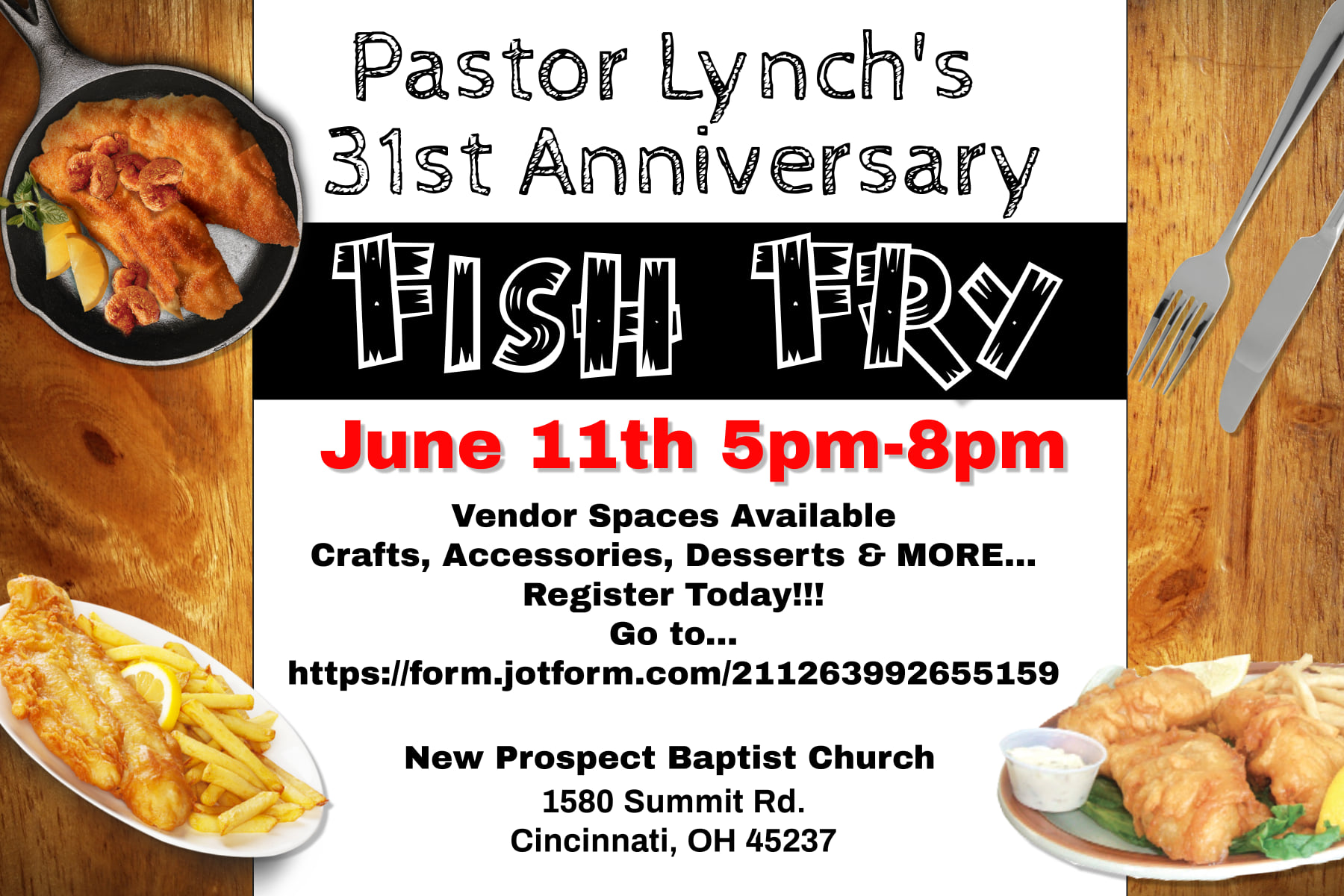 Fish Fry at New Prospect on Friday, June 11th 5 p.m. - 8 p.m.