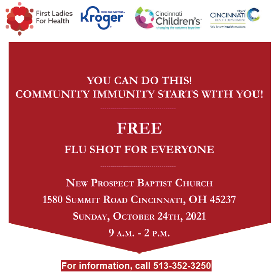 Free flu shots at New Prospect on Sunday October 24th 9 a.m. to 2 p.m.