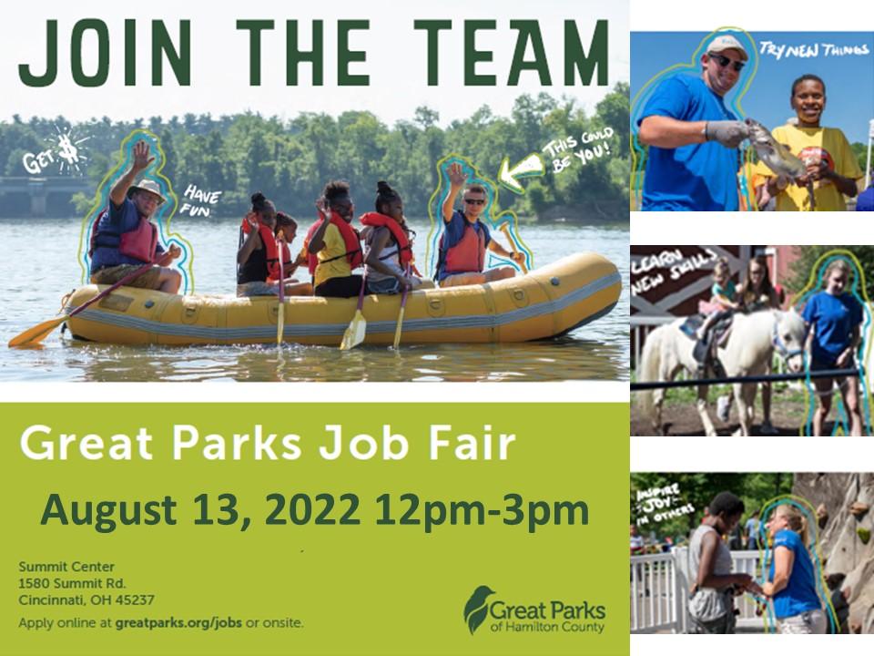 Great Parks Job Fair at New Prospect on Saturday August 13, 2022 12 p.m. to 3 p.m.