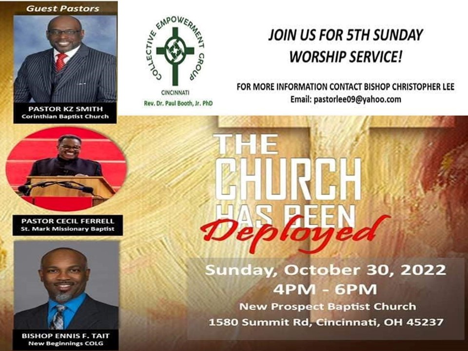 CEG 5th Sunday Worship Service at 1580 Summit Road on Sunday, October 30th, 2022 at 4 p.m.