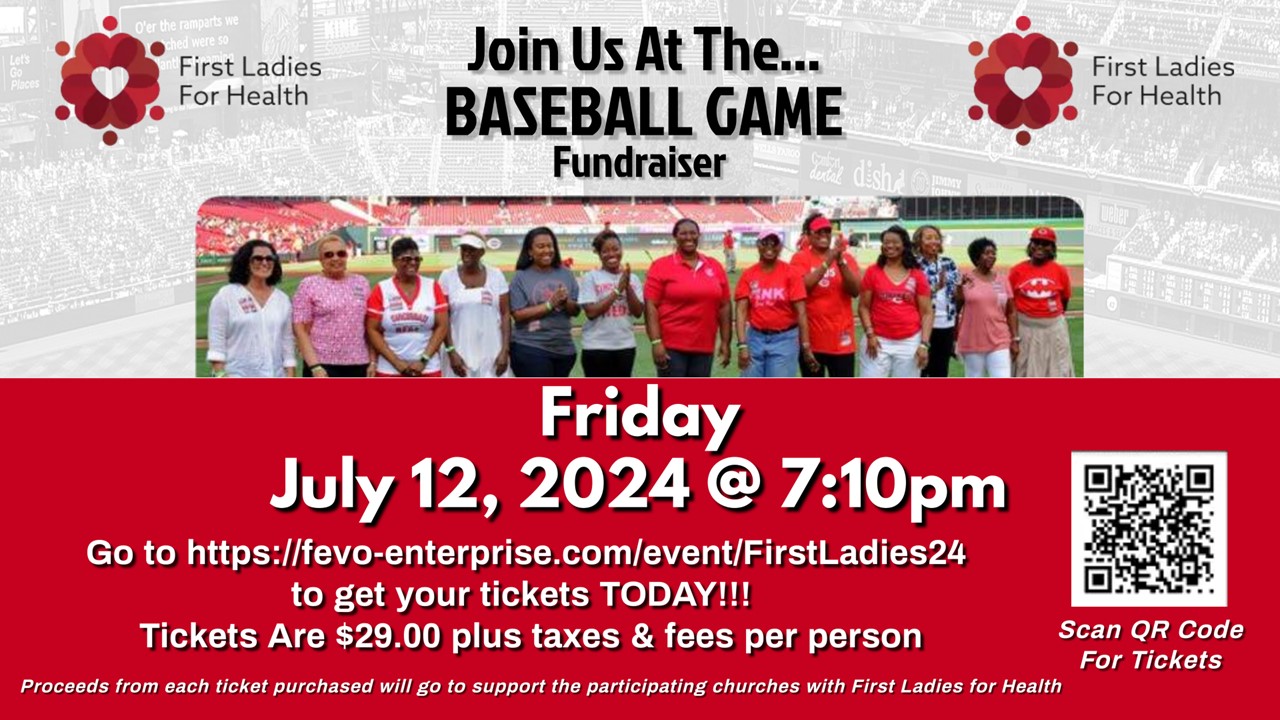 First Ladies for Health Reds Baseball Game on Friday, July 12th at 7 p.m.