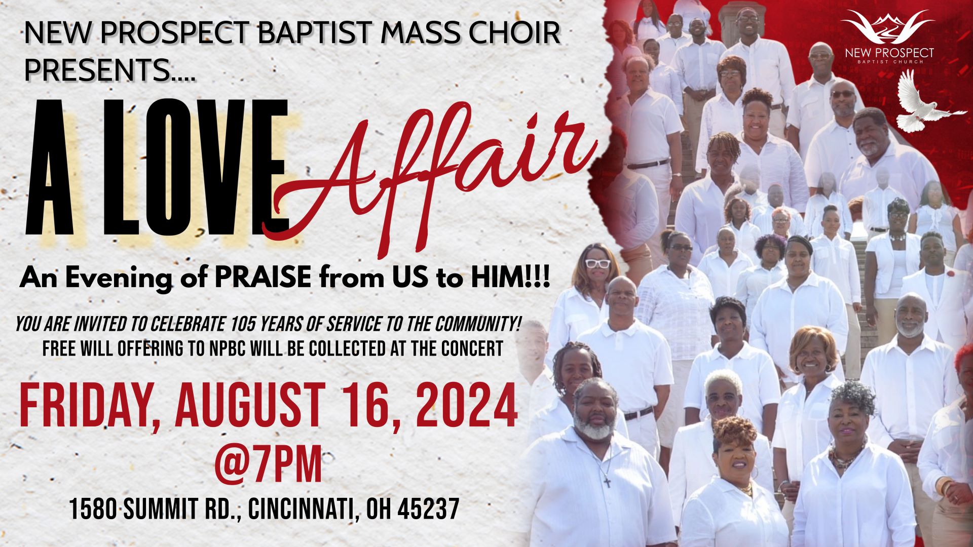 A Love Affair Choir Concert on Friday August 16th at 7 p.m.