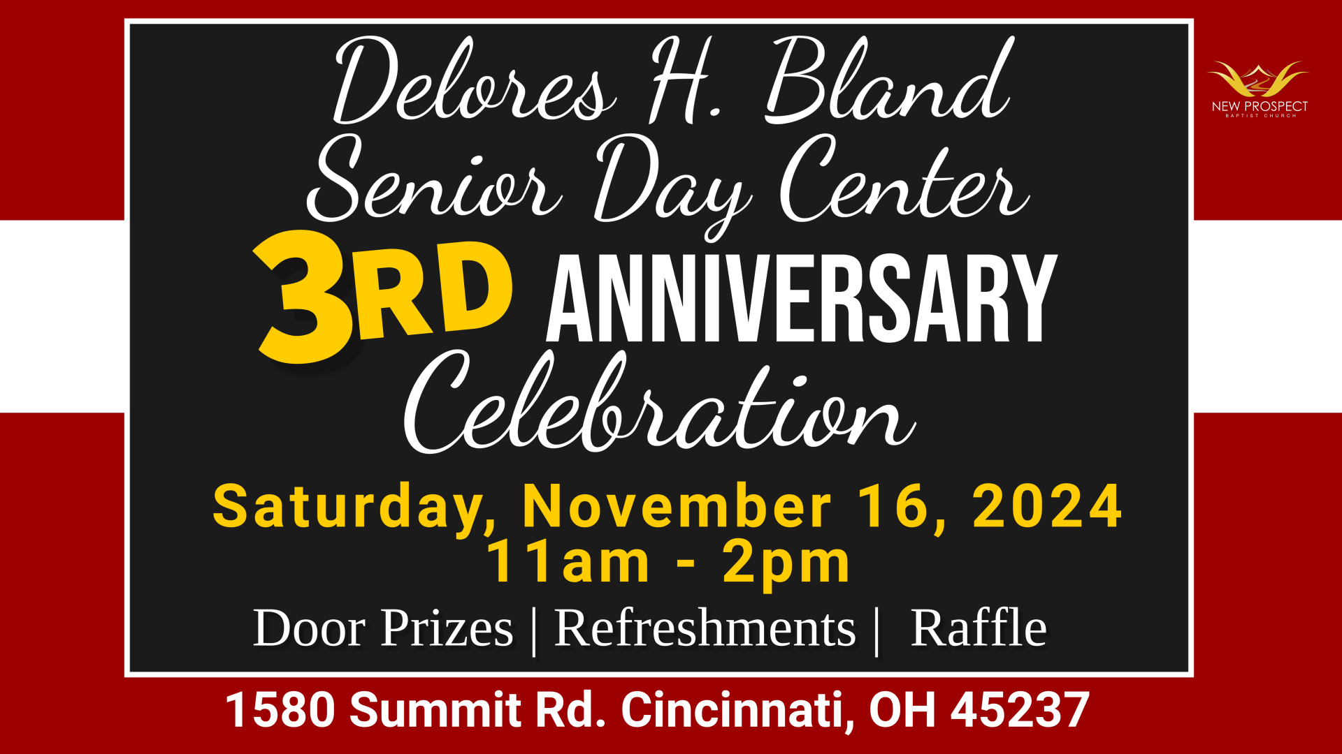 Senior Day Center 3rd Anniversary Celebration on Saturday, November 16th 11 a.m. to 2 p.m.